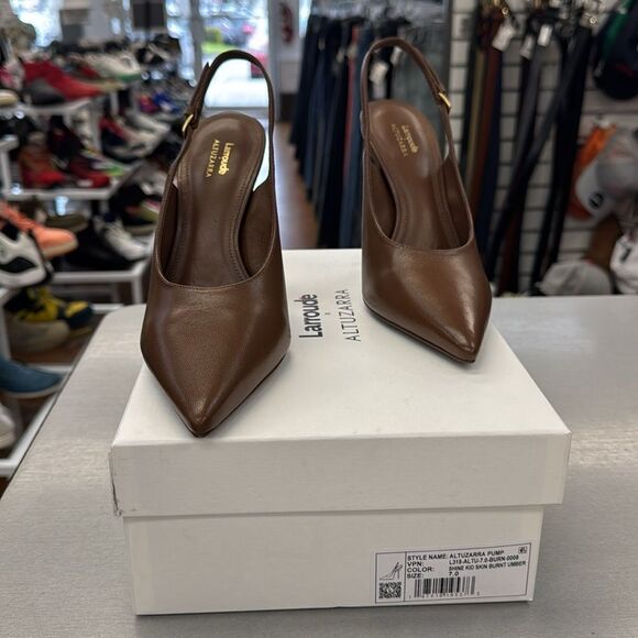 Larroude Brown Slingback Heels - Picture 1 of 9